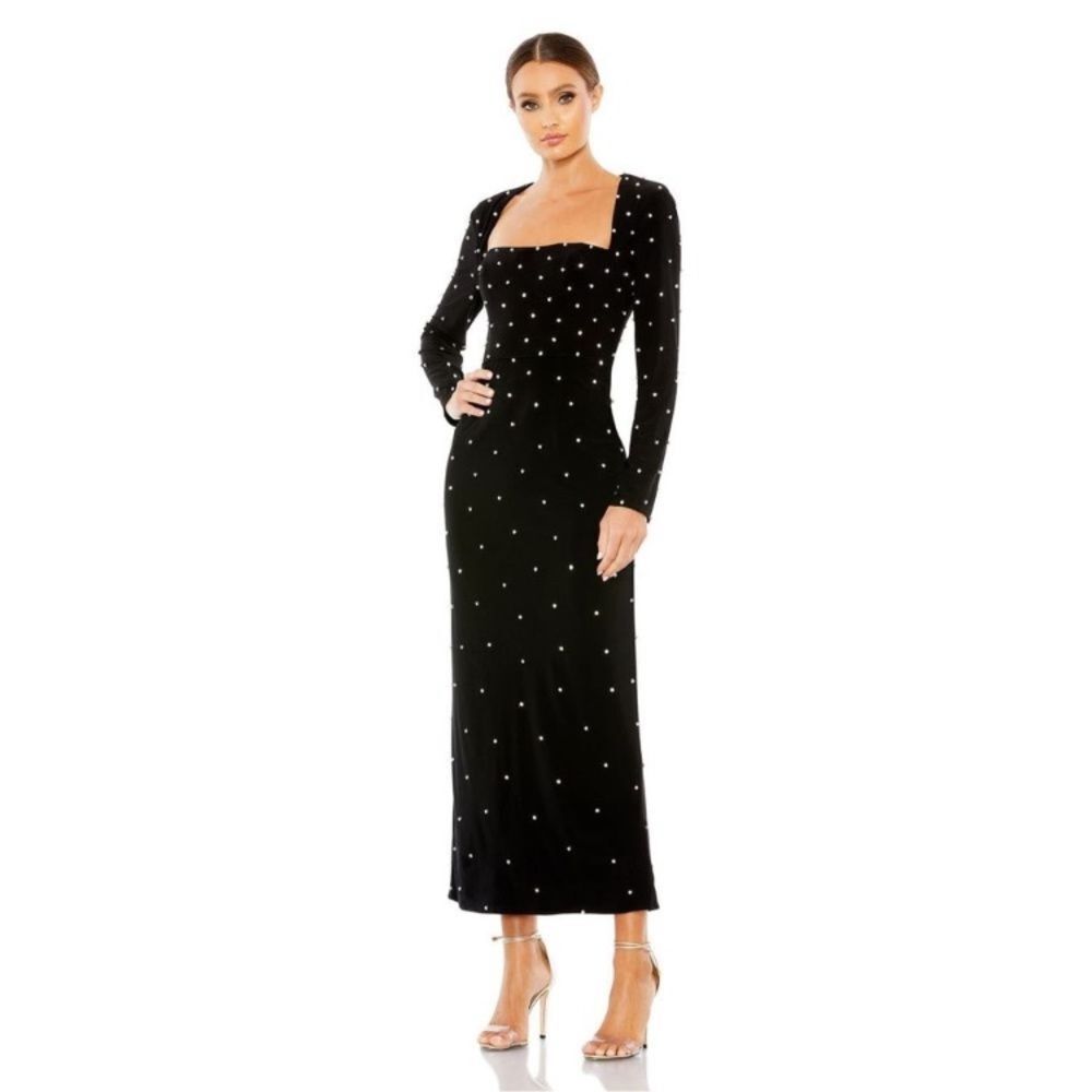 MAC DUGGAL ALLOVER RHINESTONE LONG SLEEVE DRESS size 8 NWT